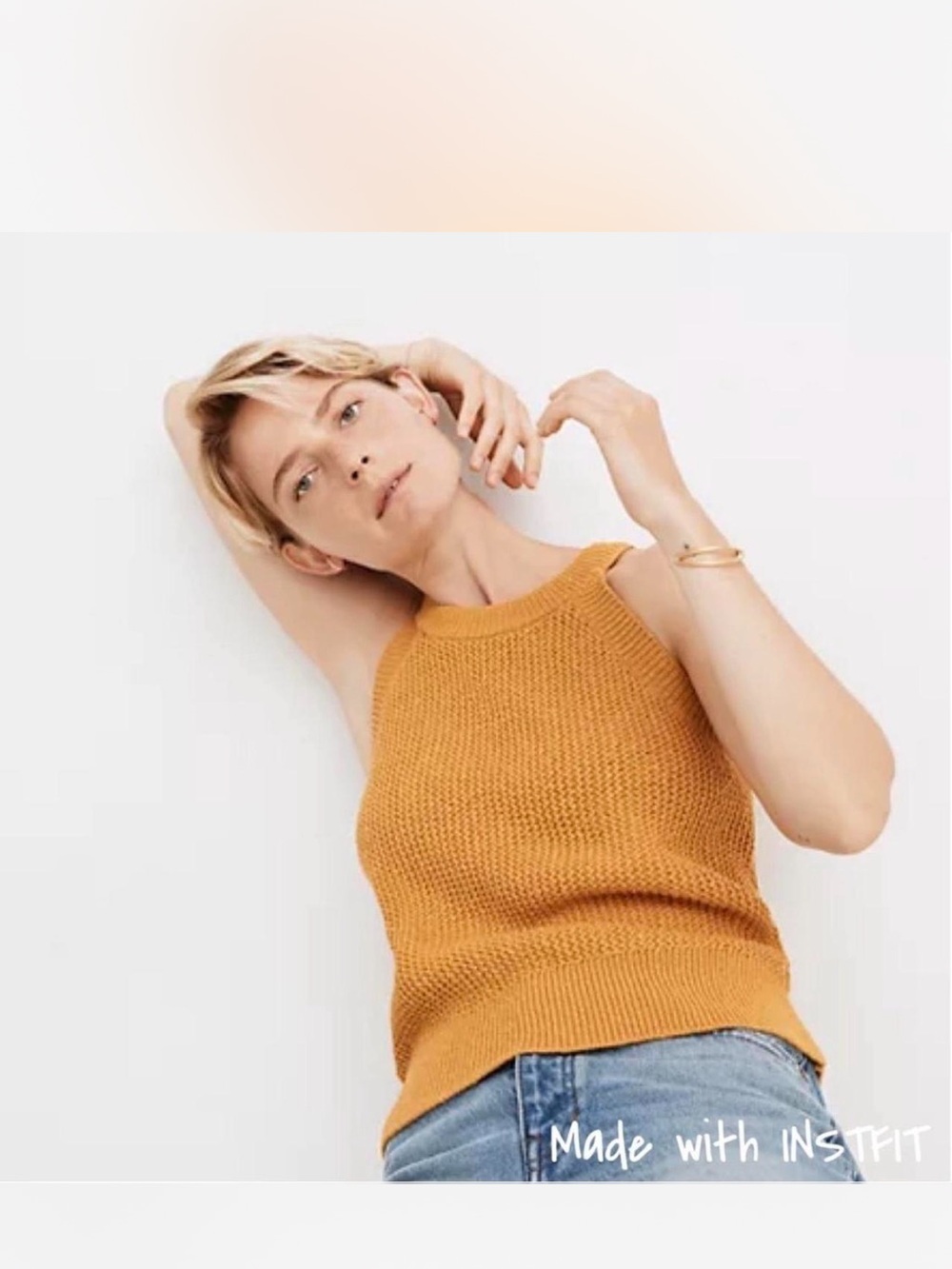 EUC Madewell cutaway sweater tank mustard color